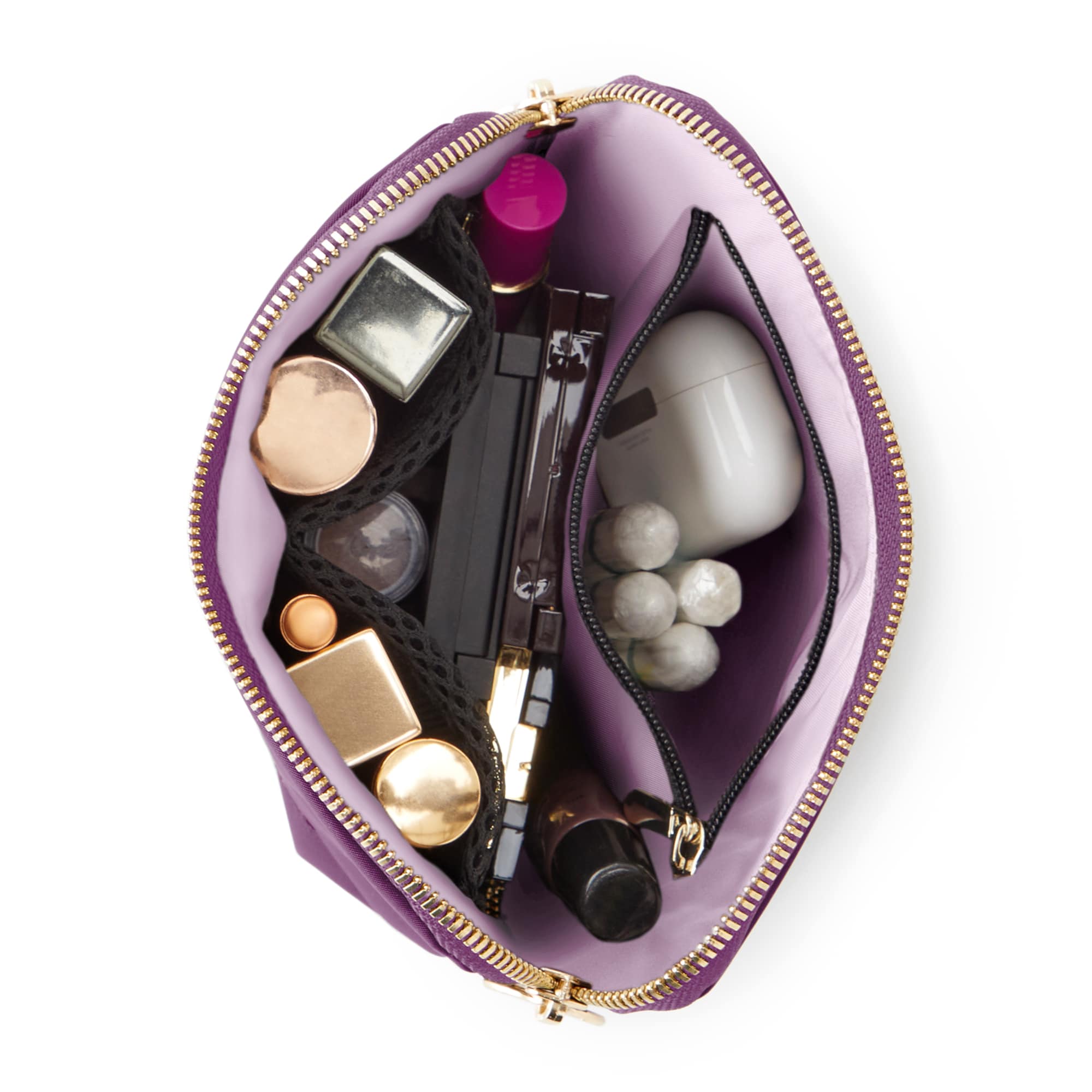 color: Garnet Fabric with Lilac Interior; alt: Everyday Small Size Makeup Bag | KUSSHI