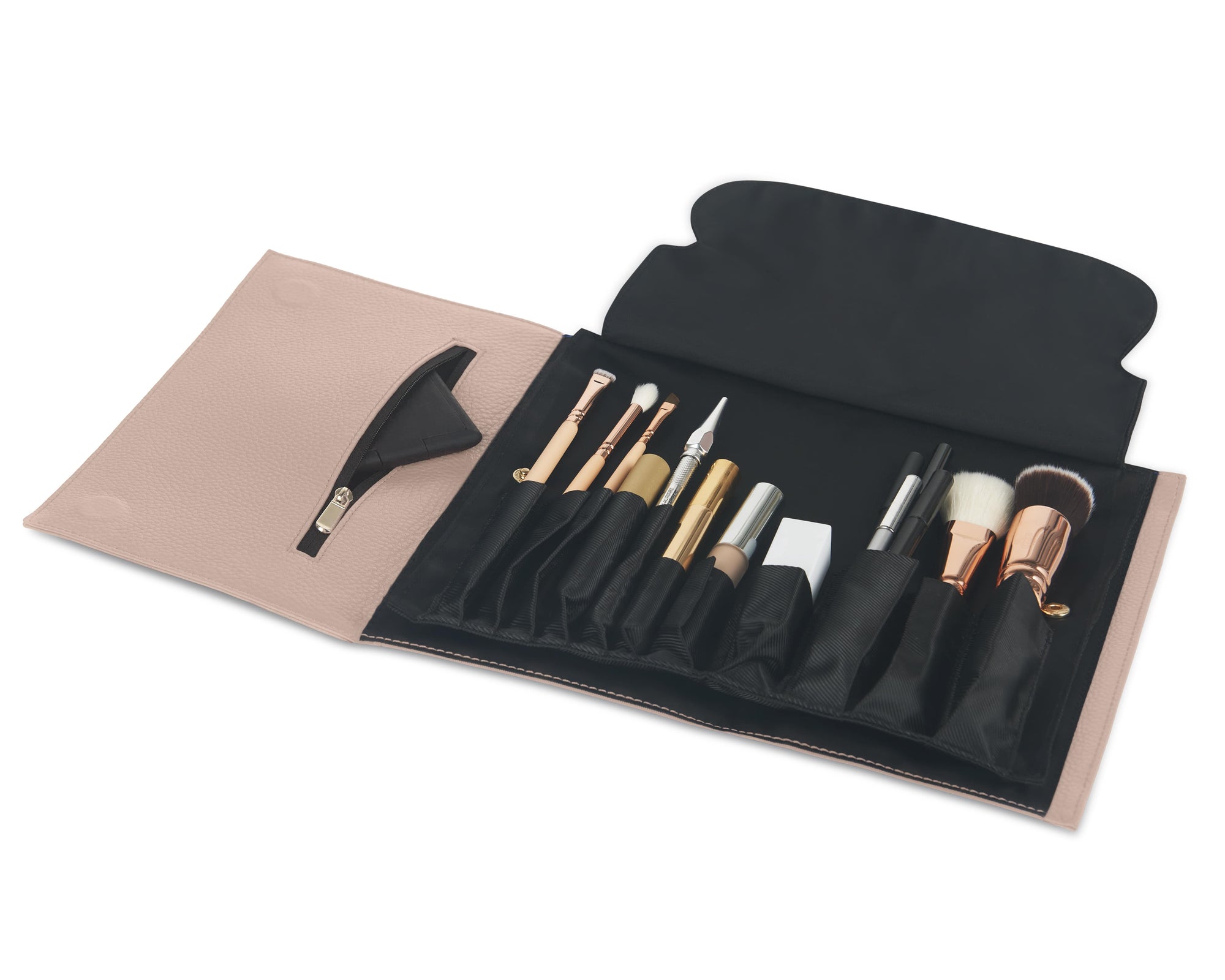 color: Blush Vegan Leather+Brush Organizer