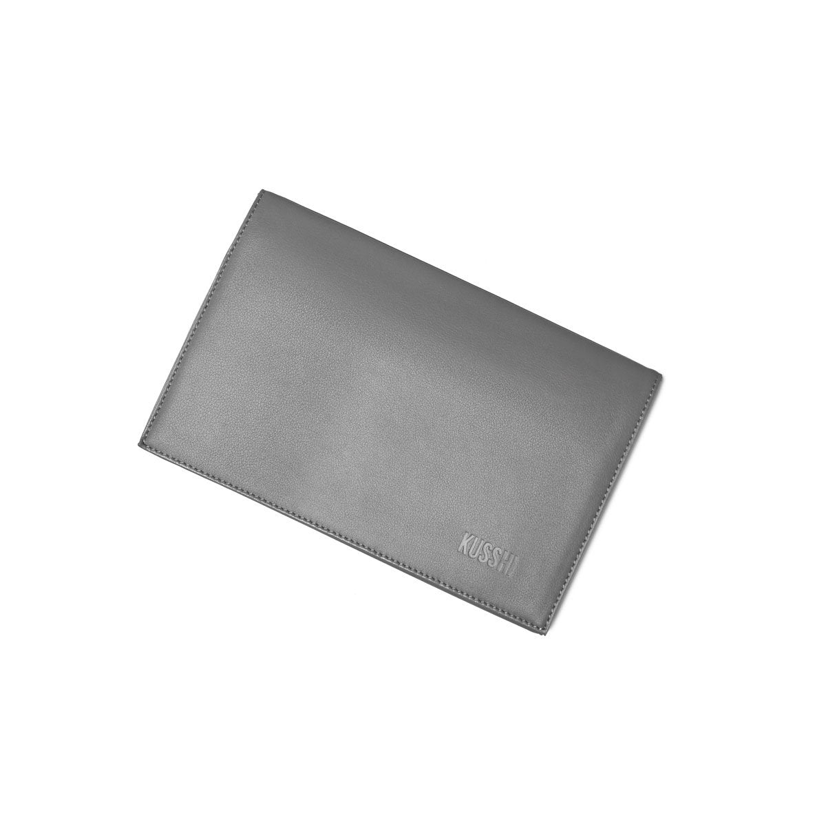 color: Grey Leather; alt: Grey Clutch Cover | KUSSHI