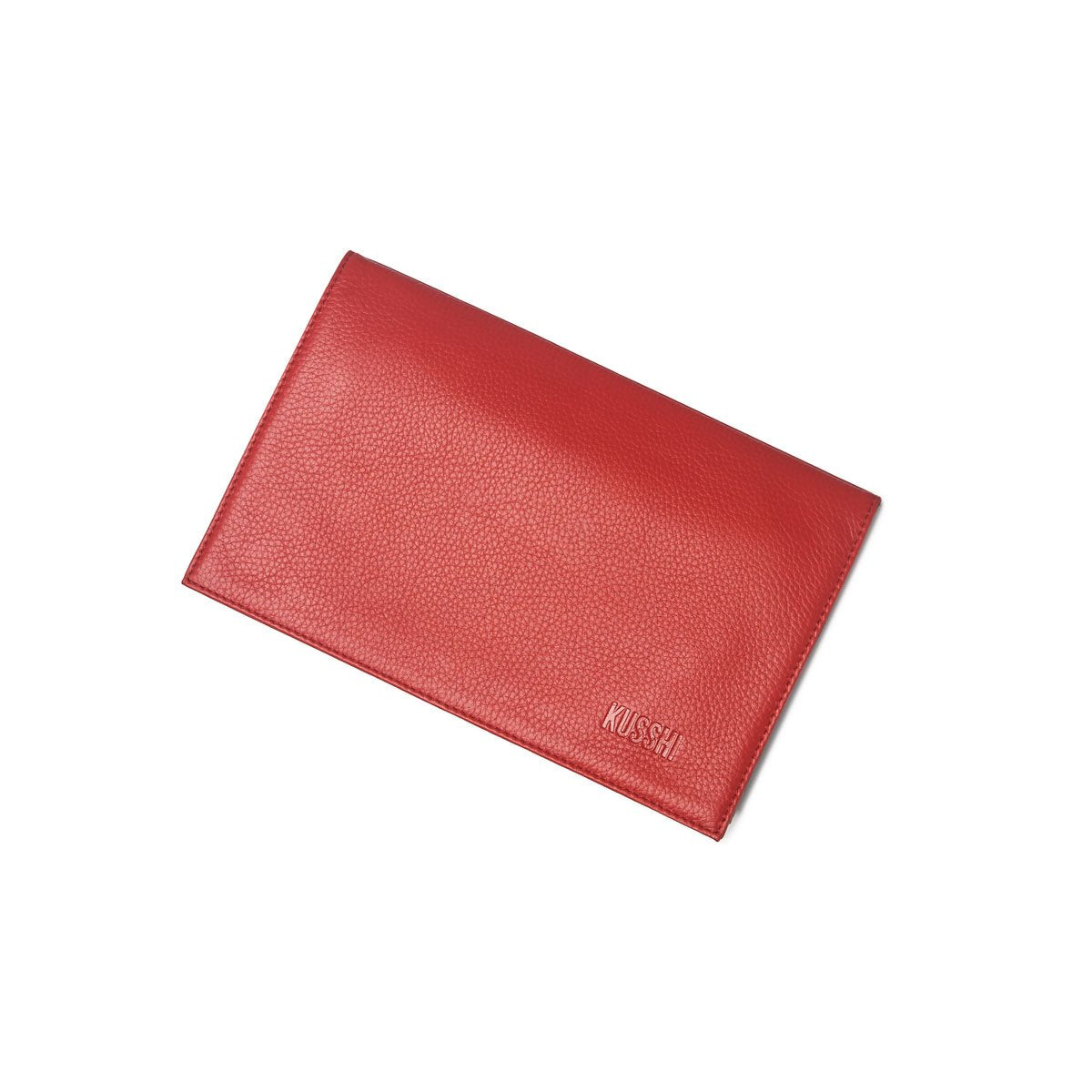 color: Red Leather; alt: Red Leather Clutch Cover | KUSSHI